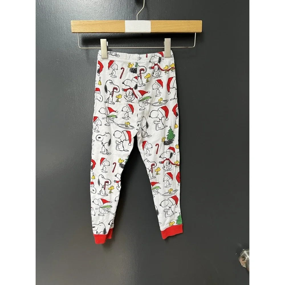 POTTERY BARN KIDS Peanuts Snoopy Holiday Pj Set Pajamas Lounge Christmas Sz 4